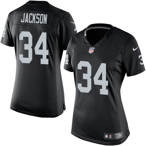 Women's Elite Bo Jackson Nike Jersey Black Home - #34 NFL Oakland Raiders